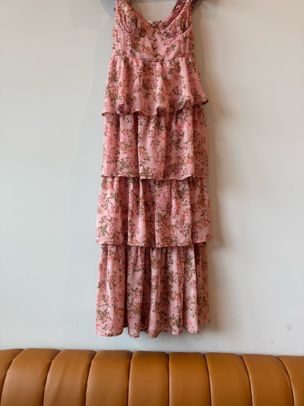 Astr the Label Pink Floral Ruffle Maxi Dress Wedding Guest large L - Picture 6 of 15